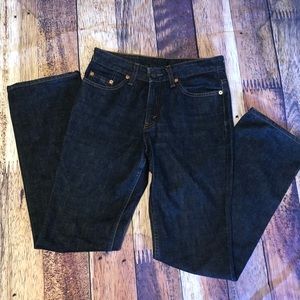 Dark Wash Denim Straight Leg High Waisted Jeans